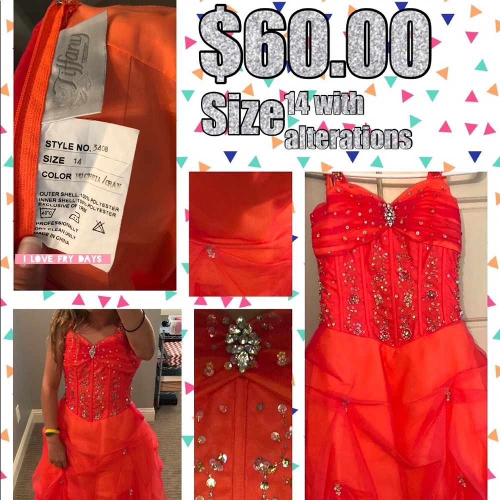 neon orange pageant dress worn twice